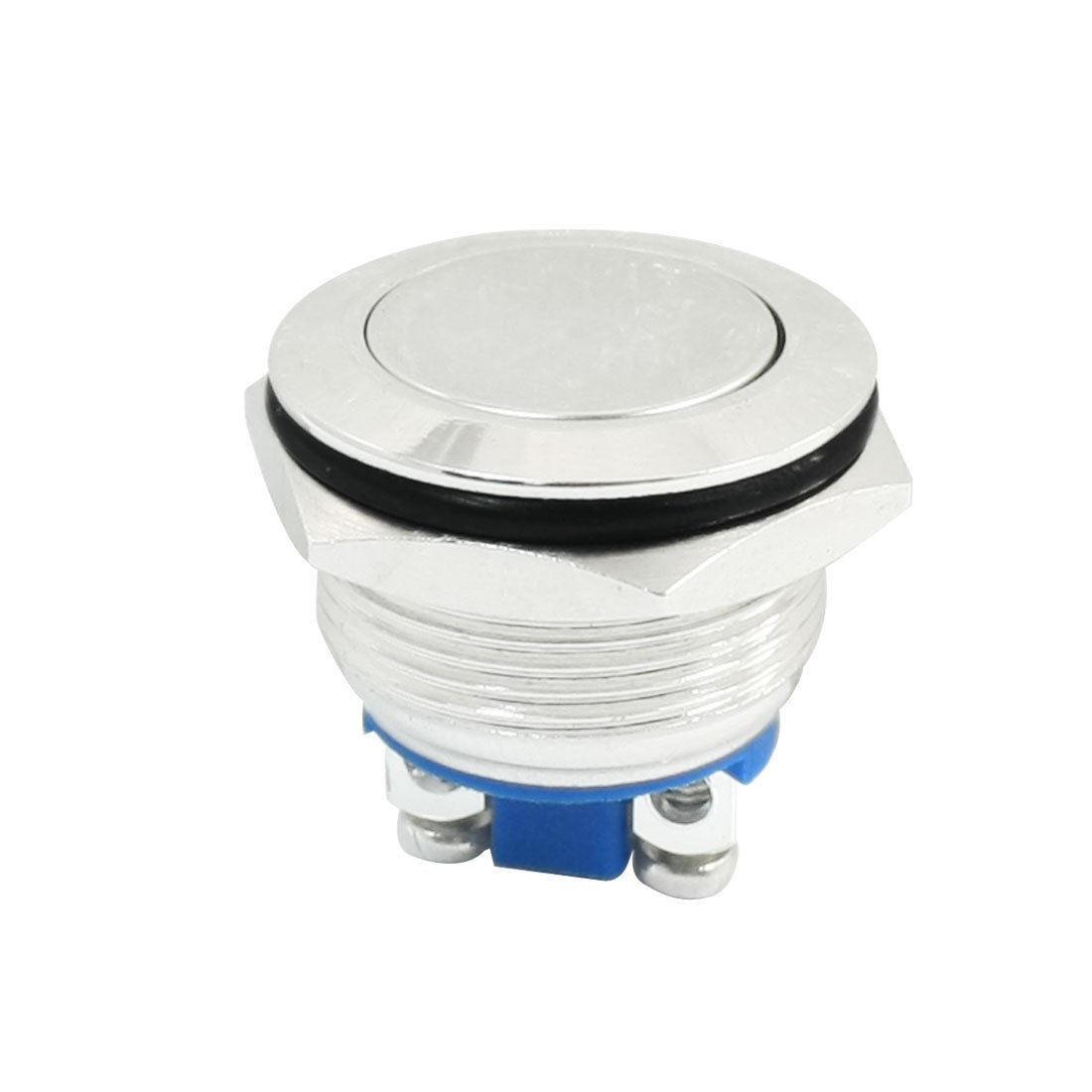 19mm Mounting 2-Screw Terminals SPST Momentary Flat Button Switch AC250V 5A