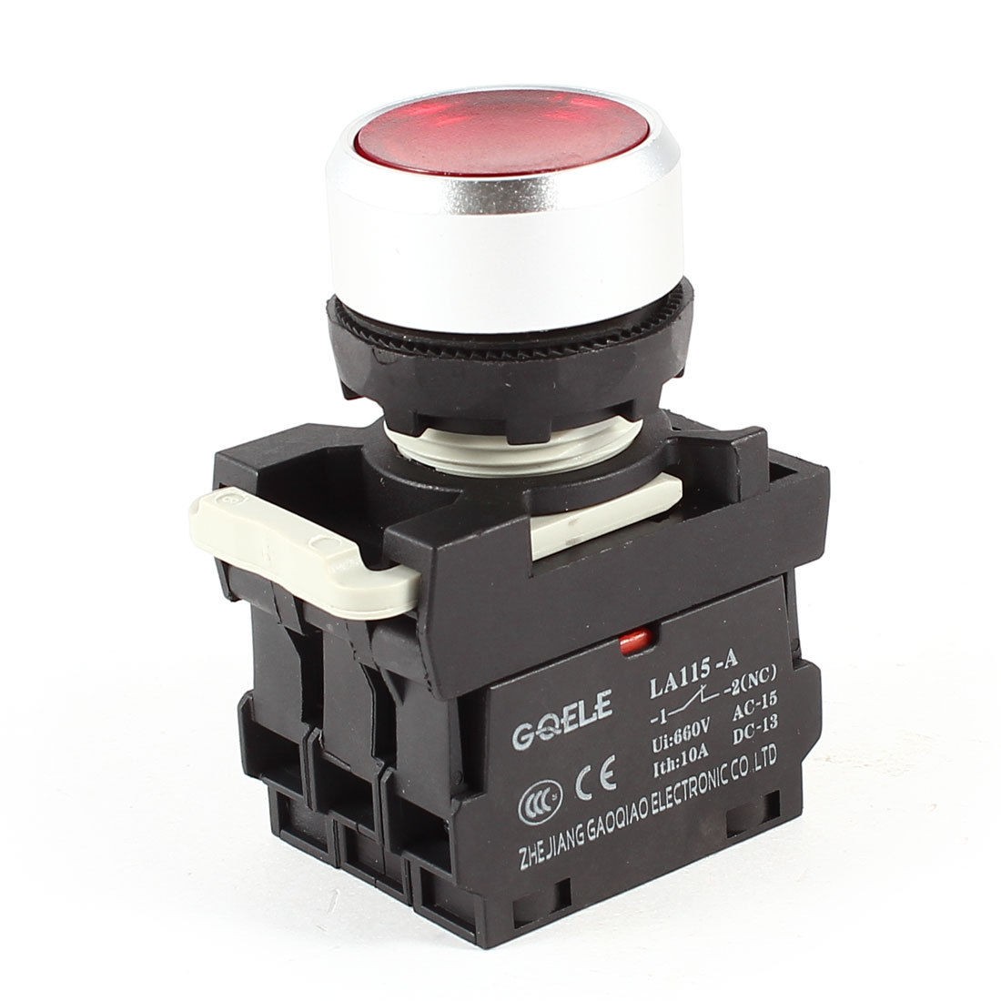 Ui 660V Ith 10A DPST Momentary Red Indicator Push Button Switch Knob