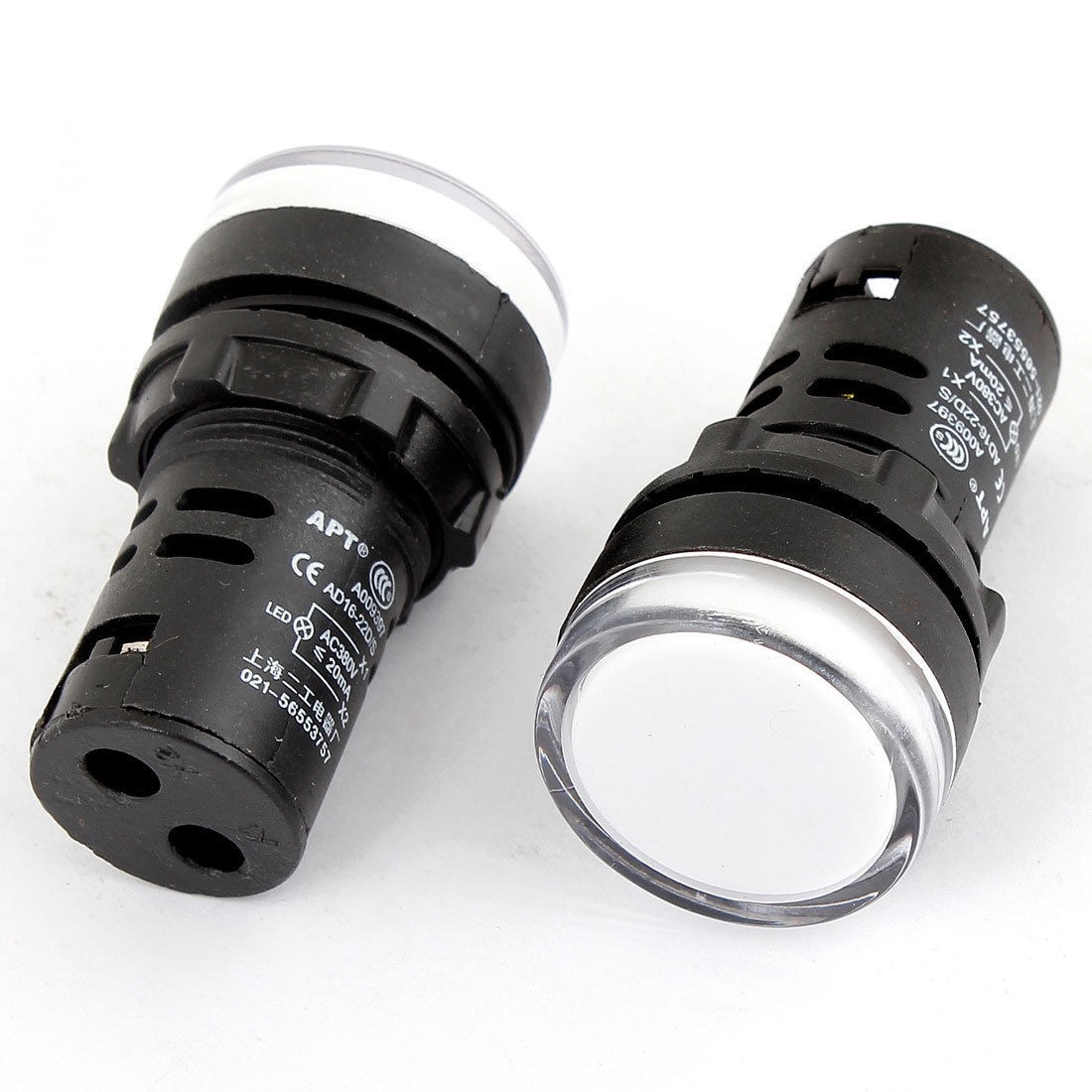 2 Pcs White LED Accident Electrical Indicator Pilot Light Lamp AC 380V 20mA