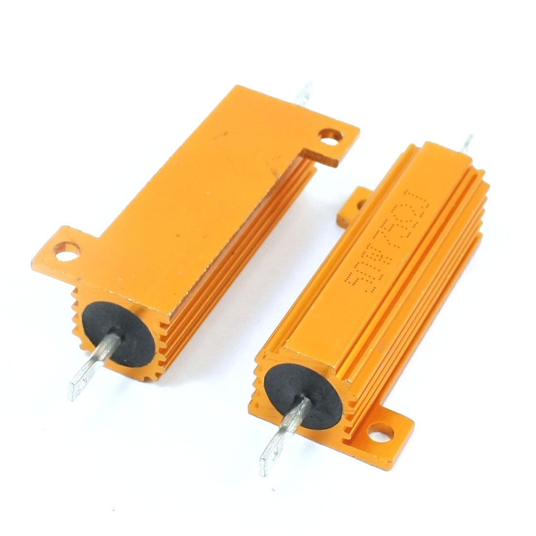 2 Pcs Gold Tone Axial Lead Aluminum Housed Resistor 50W 75 Ohm 5%