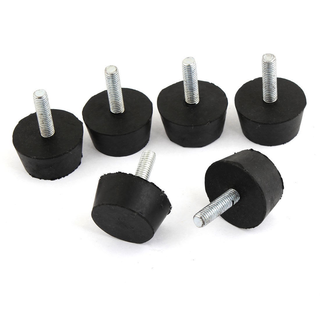 6 Pcs Rubber  Screw On Type M8 40mm Head Diameter Handle Knob Black