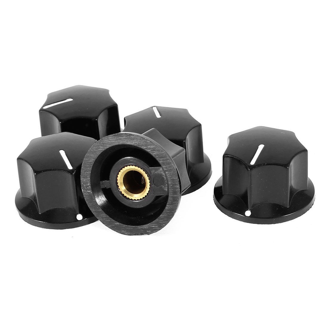 6mm Hole Dia Plastic Shell Potentiometer Rotary Knobs Grip 5 Pcs