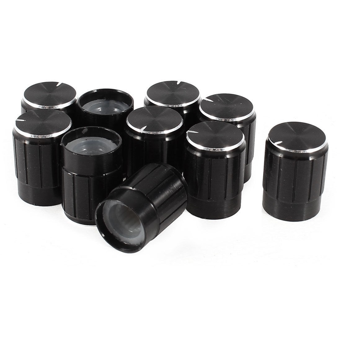10 Pcs Black 5.5mm Knurled Dia. Potentiometer Control Knobs 13mmx17mm