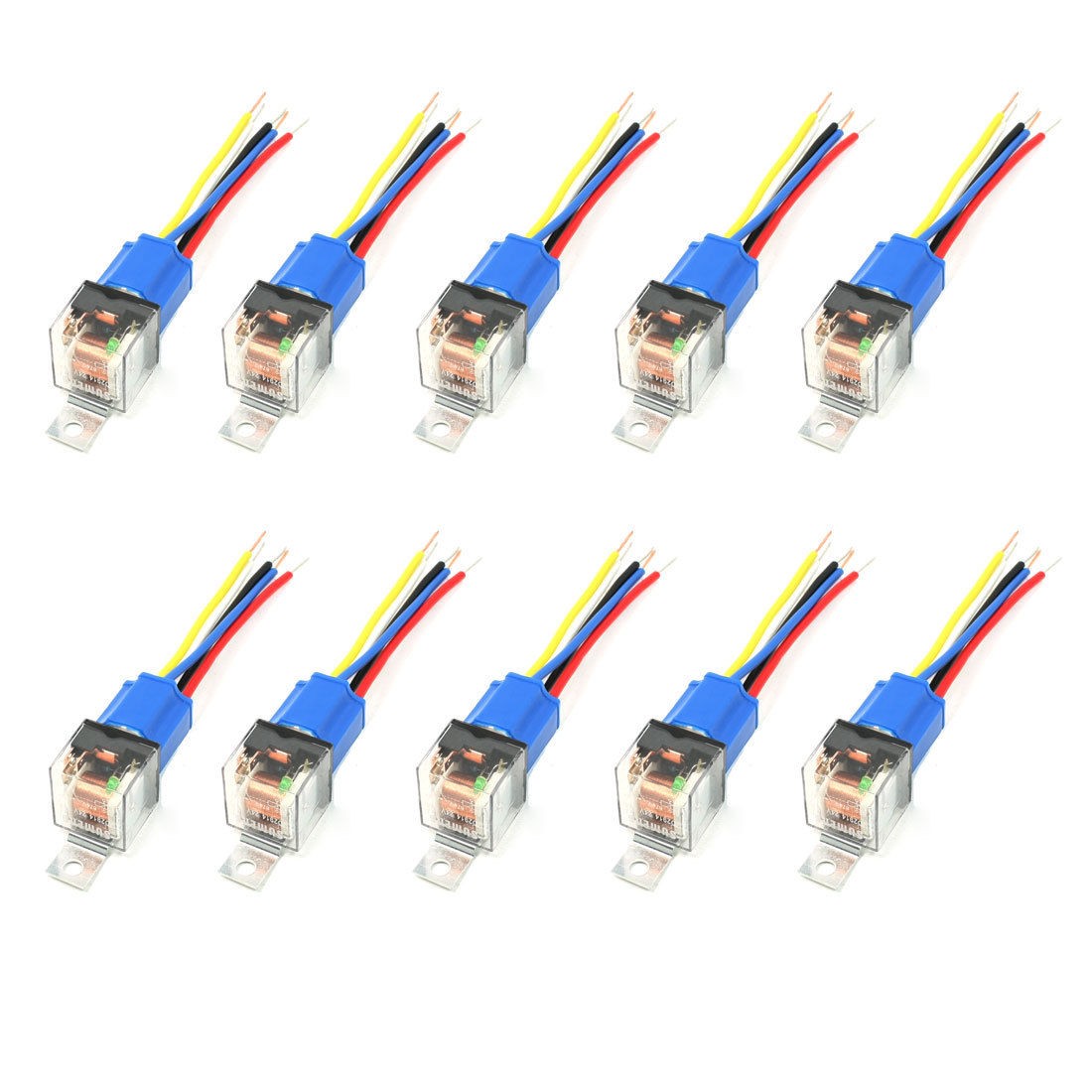 10 Pcs Ceramic Socket Green Pilot Lamp 5 Pin NO+NC SPDT Car Relay DC24V 80A