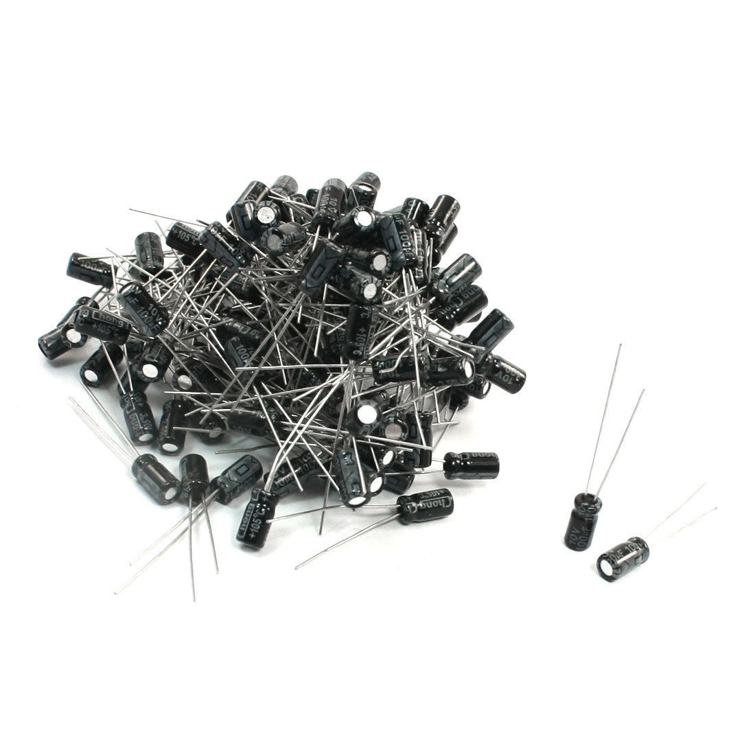 4mm x 8mm Radial Lead Aluminum Electrolytic Capacitor 10V 100uF 150Pcs