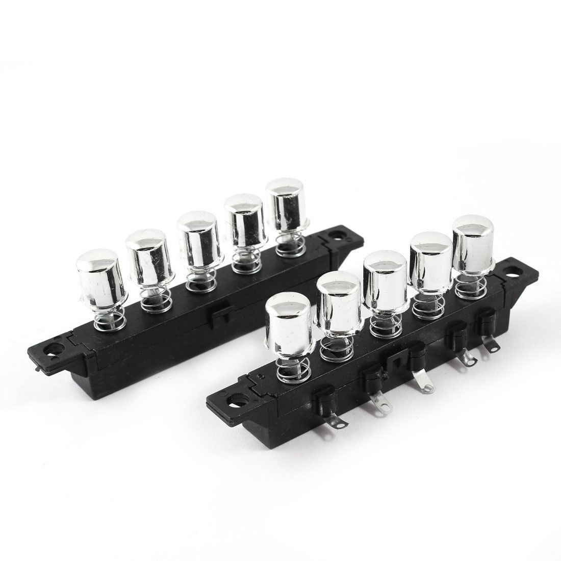 2 Pcs 5 Position 4 Poles Metal Button Interlock Pushbutton Switch AC 250V 1A