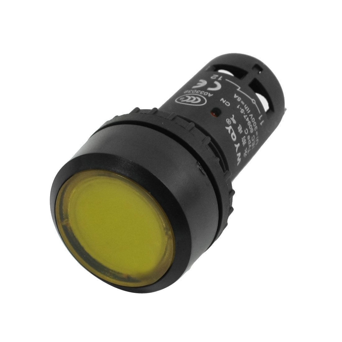 300V 5A SPDT Momentary Action Type Yellow Light Push Button Press Switch