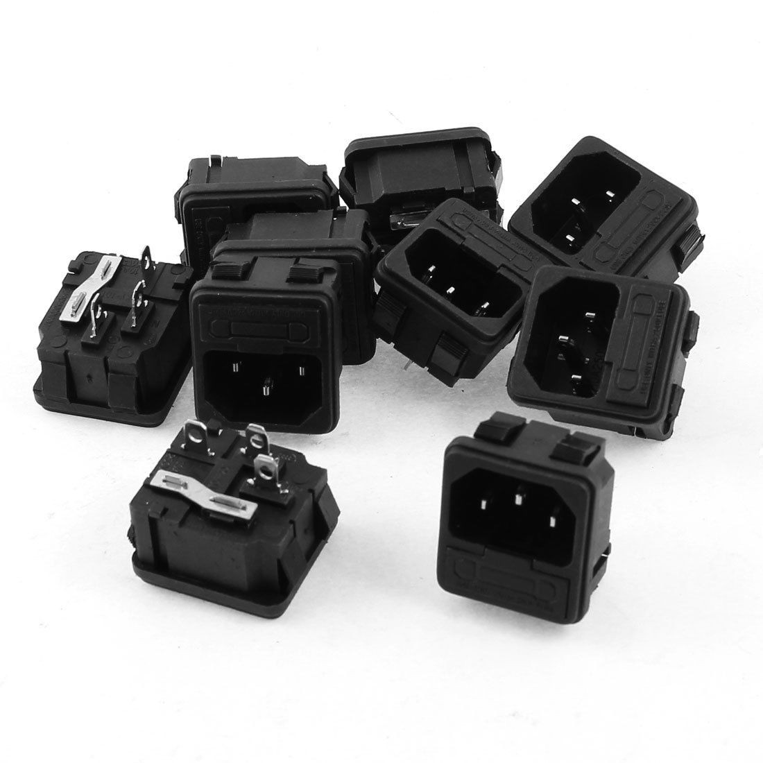 10 PCS AC 250V 10A Clamping Type IEC 320 C14 Power Socket w Fuse Holder