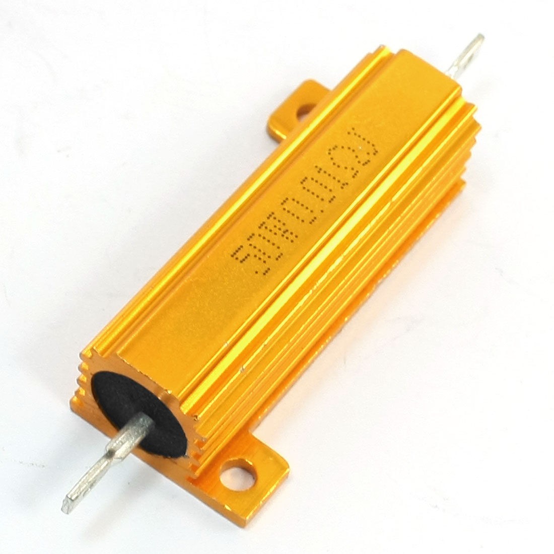 50W 0.01 Ohm Axial Wirewound Aluminum Clad Resistor Gold Tone