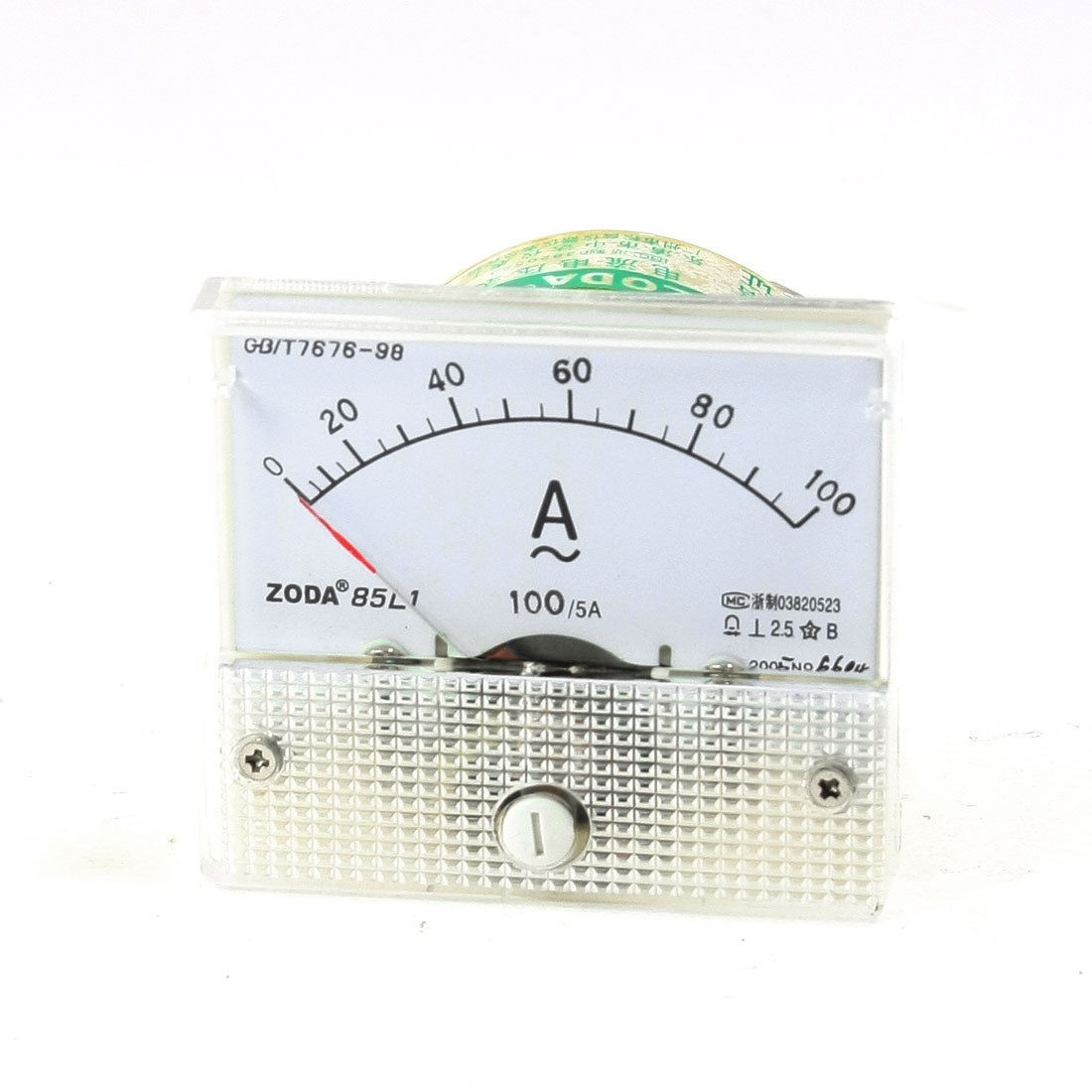 Class 2.5 Accuracy AC 0-100A Square Dial Analog Panel Meter Ammeter