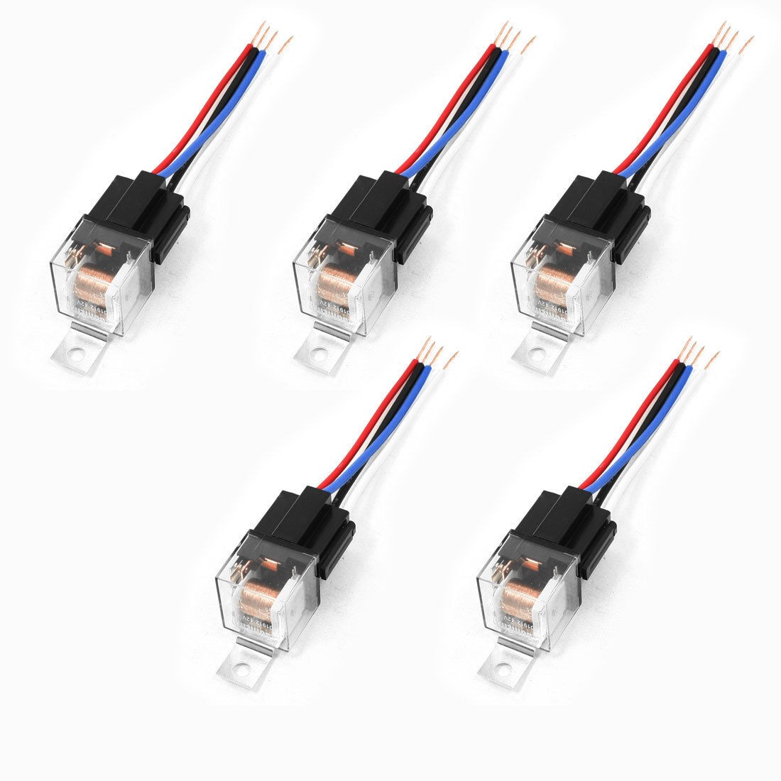 5 PCS Plastic Socket 1NO SPST Vehicle Car Security Power Relay DC 12V Volts 40A