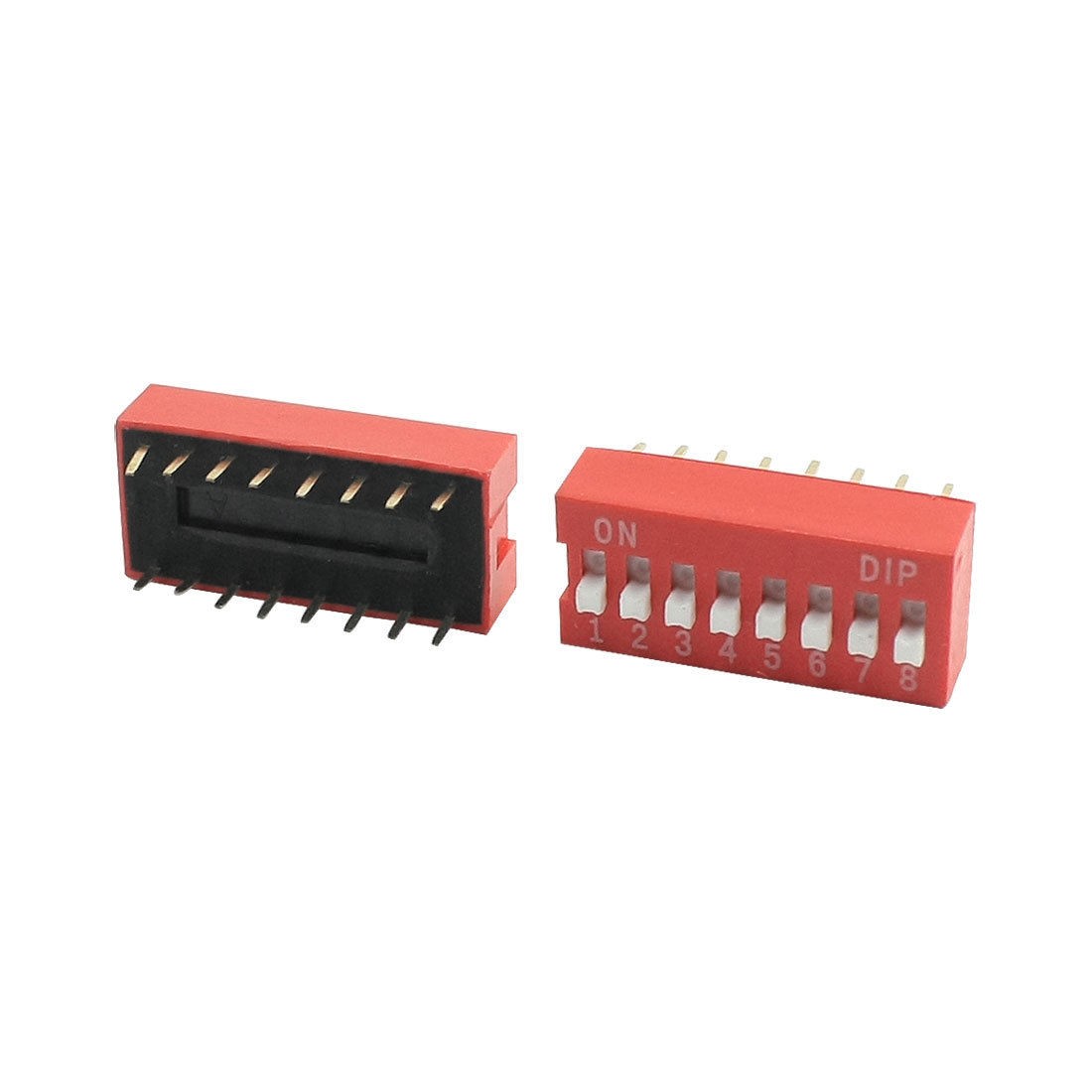 2Pcs Electronic Component  8 Position 2 Rows Slide Type DIP Switch Red