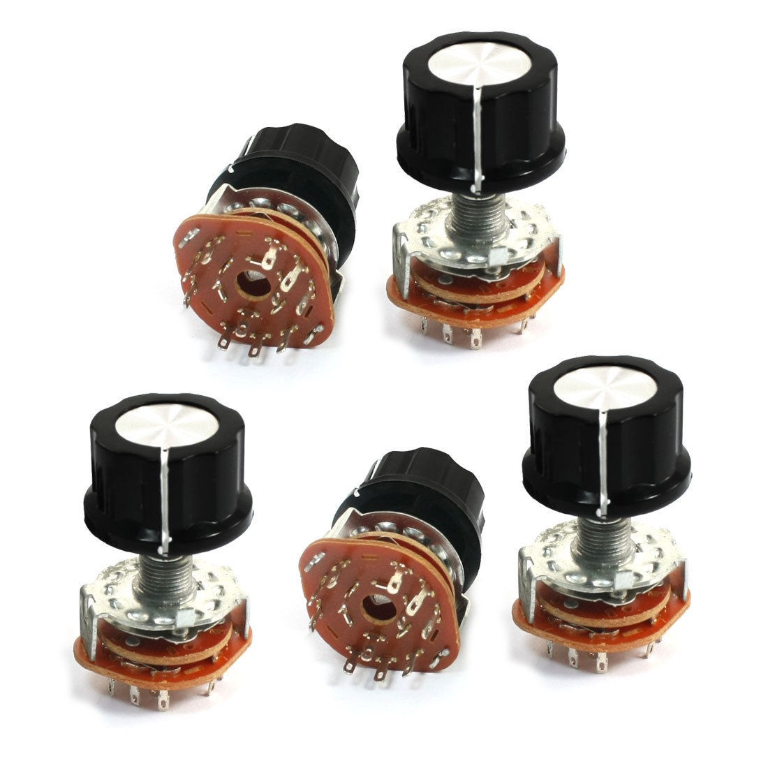 5Pcs 6mm Knurled Shaft 12Pin Rotary Switch Potentiometer 3-Pole 3-Position 3P3T