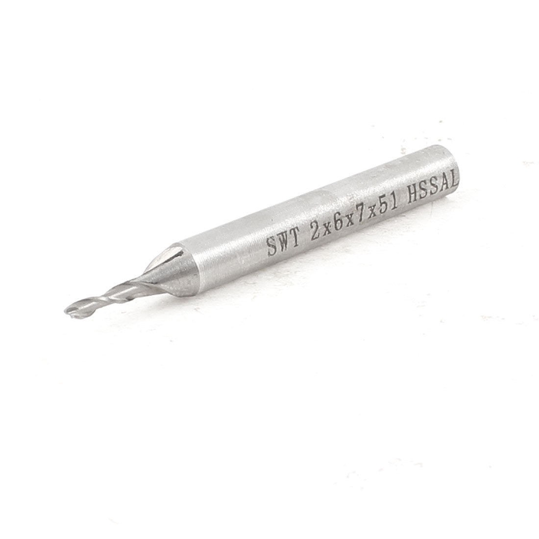 2mm x 6mm x 7mm x 51mm 2 Flutes HSS End Mill Milling Cutter Tool Gray