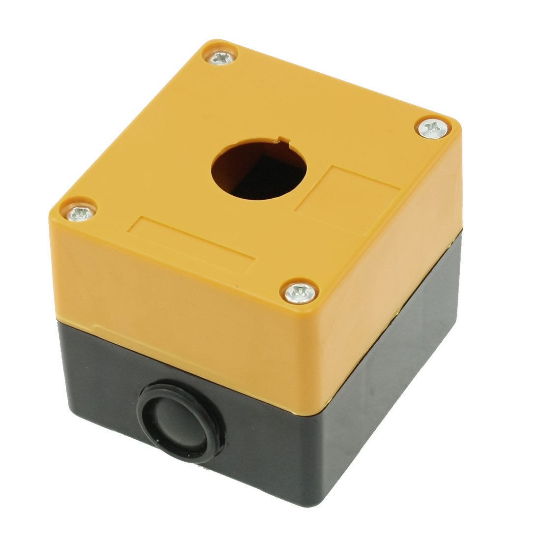 22mm Diameter 1 Pushbutton Control Station Switch Box Case Yellow Black