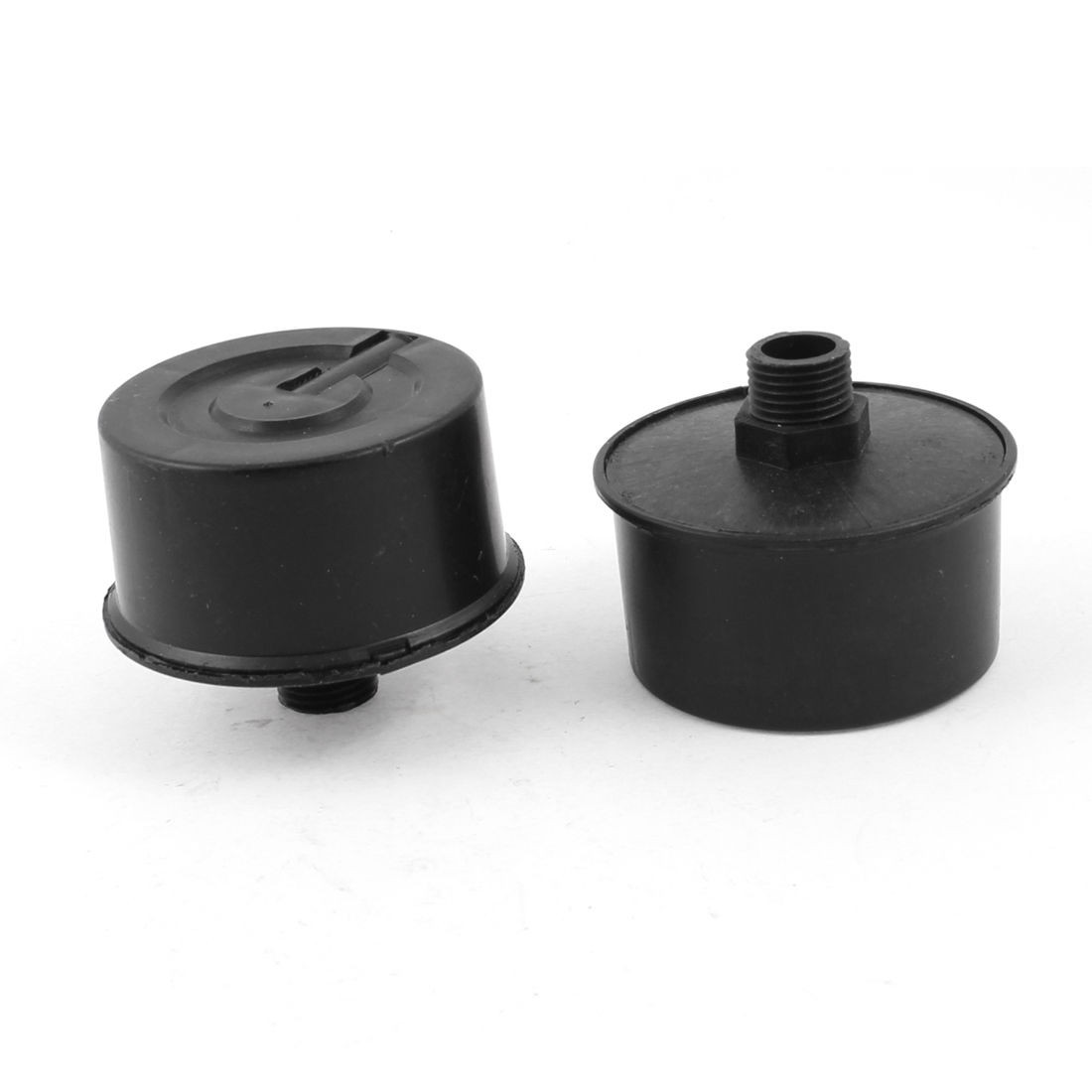 2 Pcs 19/32" Male Threaded Diameter Black Plastic Air Compressor Filter Silencer