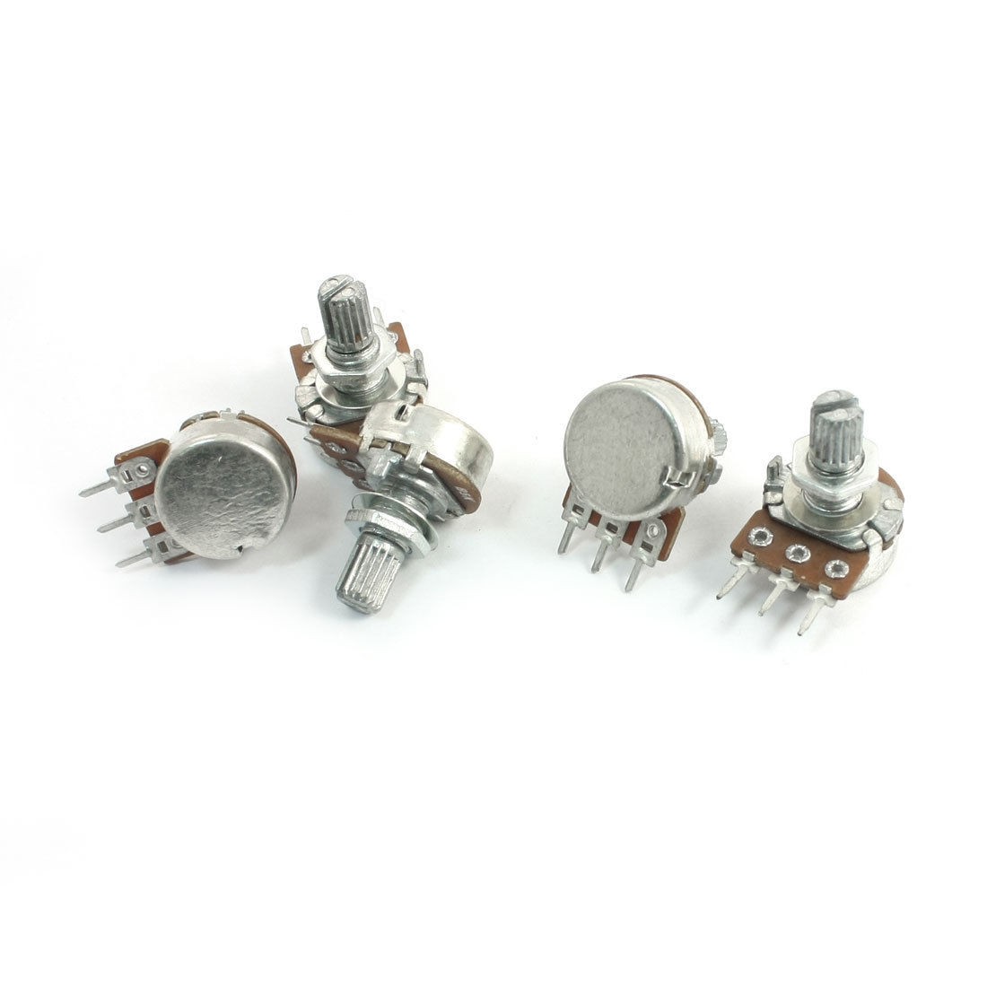 5Pcs B5K 3 Terminals Rotary Audio Single Linear Taper Potentiometers