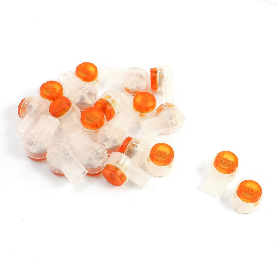 20 Pcs Yellow Button 2 Wires Connect Butt Splice UY Connectors Clear