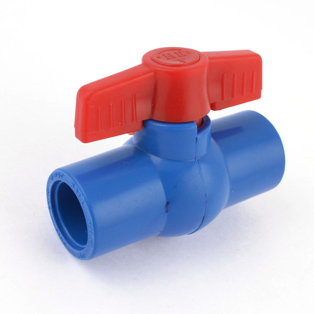 Blue U-PVC 20mm 0.8" Full Port Red Lever Antislip Handle Ball Valve