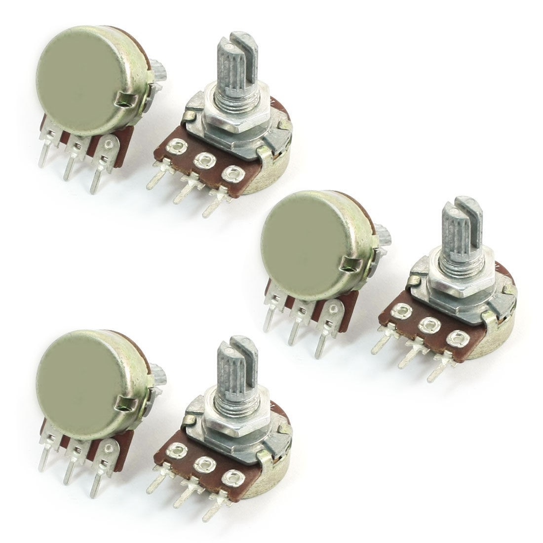 10K Ohm 3 Terminals Linear B Type Rotary Knob Taper Potentiometers 6Pcs