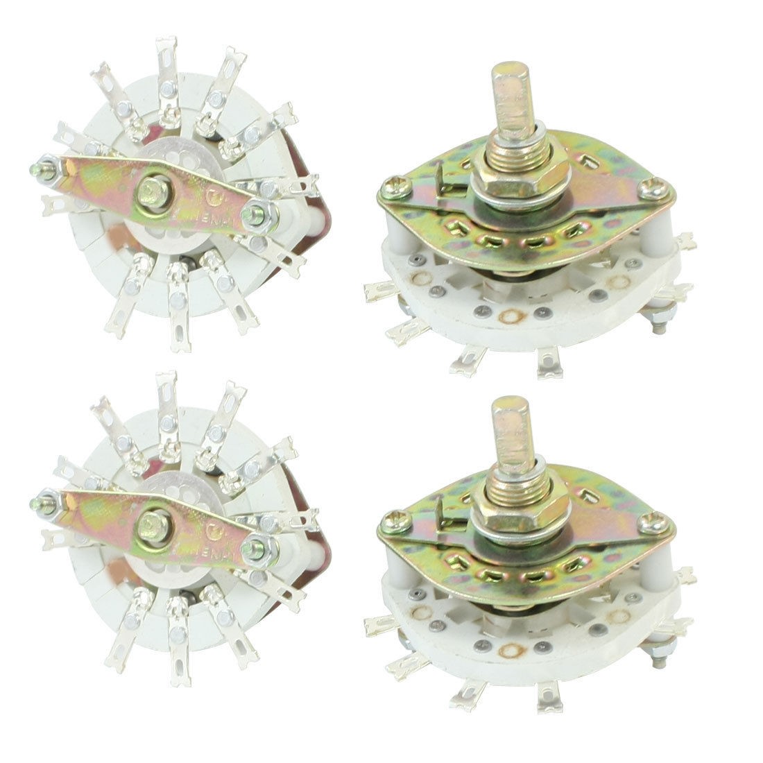4Pcs 5.5mm Dia Shaft 2P4T One Deck Band Channel Rotary Switch Selector