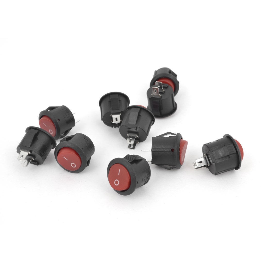 10 Pcs AC 125V 6A 250V 3A I/O Snap in SPST Round Boat Rocker Switch