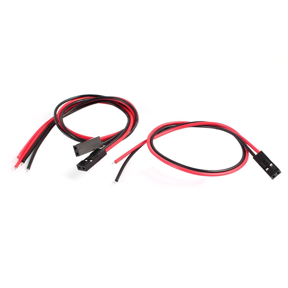 3 Pcs Black Red 2Pin Female Connector Single Head Jumper Line Cable 25cm 10"