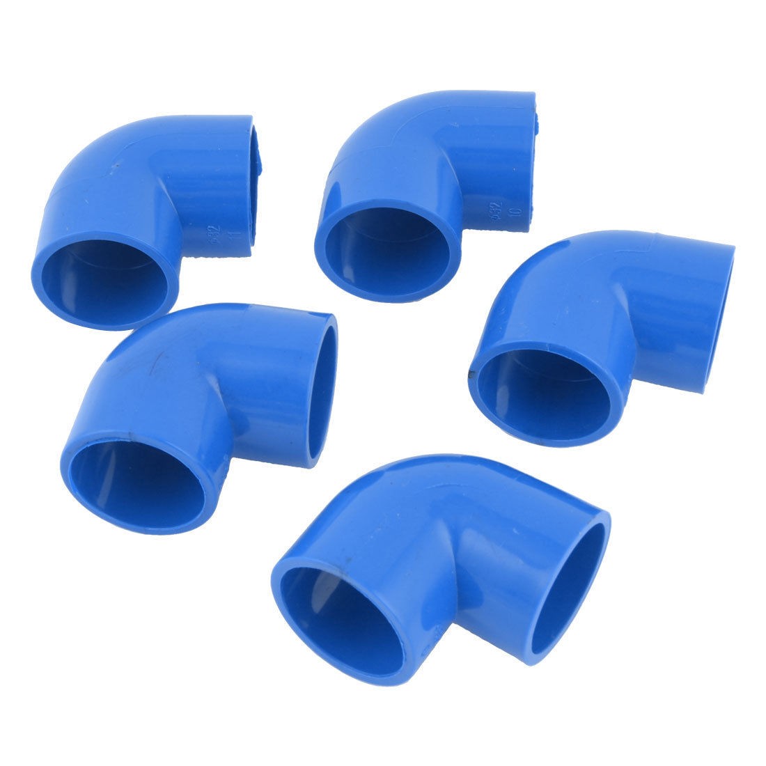 32mm Hole Blue U-PVC Elbow 2 Ways Pipe Connecting Connector Fittings 5 Pcs