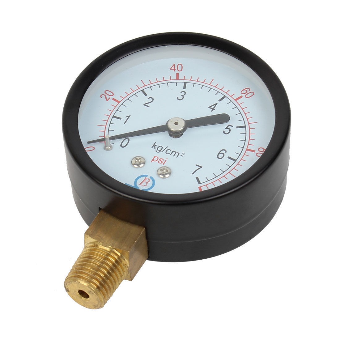 0-7kg/cm2 0-100Psi 1/4PT Male Threaded Black Round Case Air Pressure Gauge