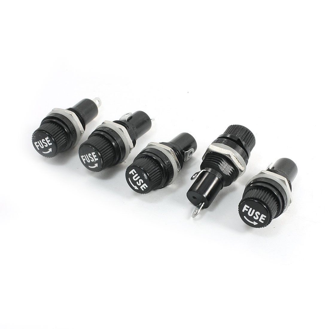 5 Pcs 5mm x 20mm Fuse Tube Holder Black AC 125V 15A AC 250V 10A