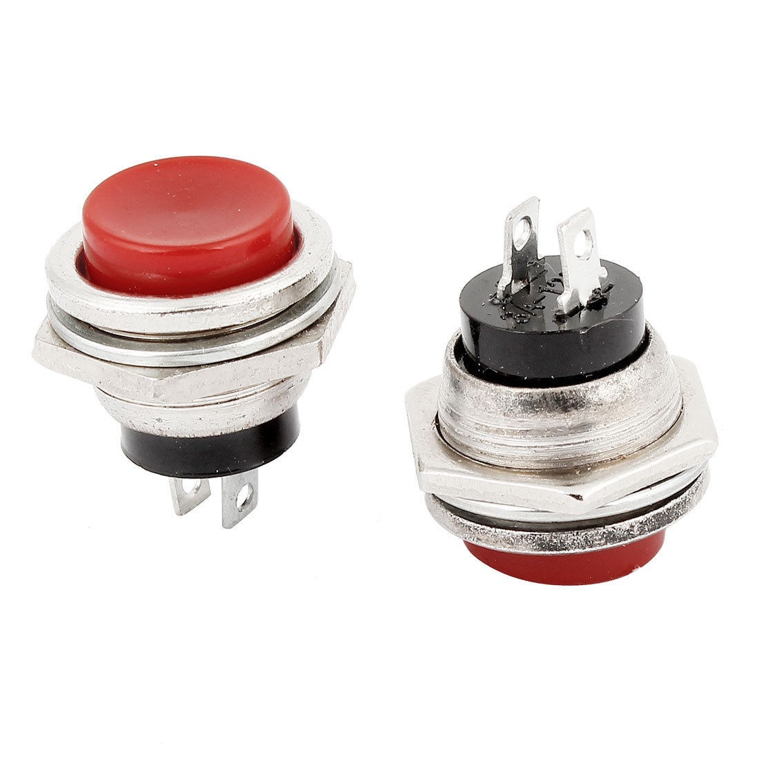 AC 125V 3A Momentary SPST 2 Pin Terminal Red Pushbutton Switch 2 Pcs