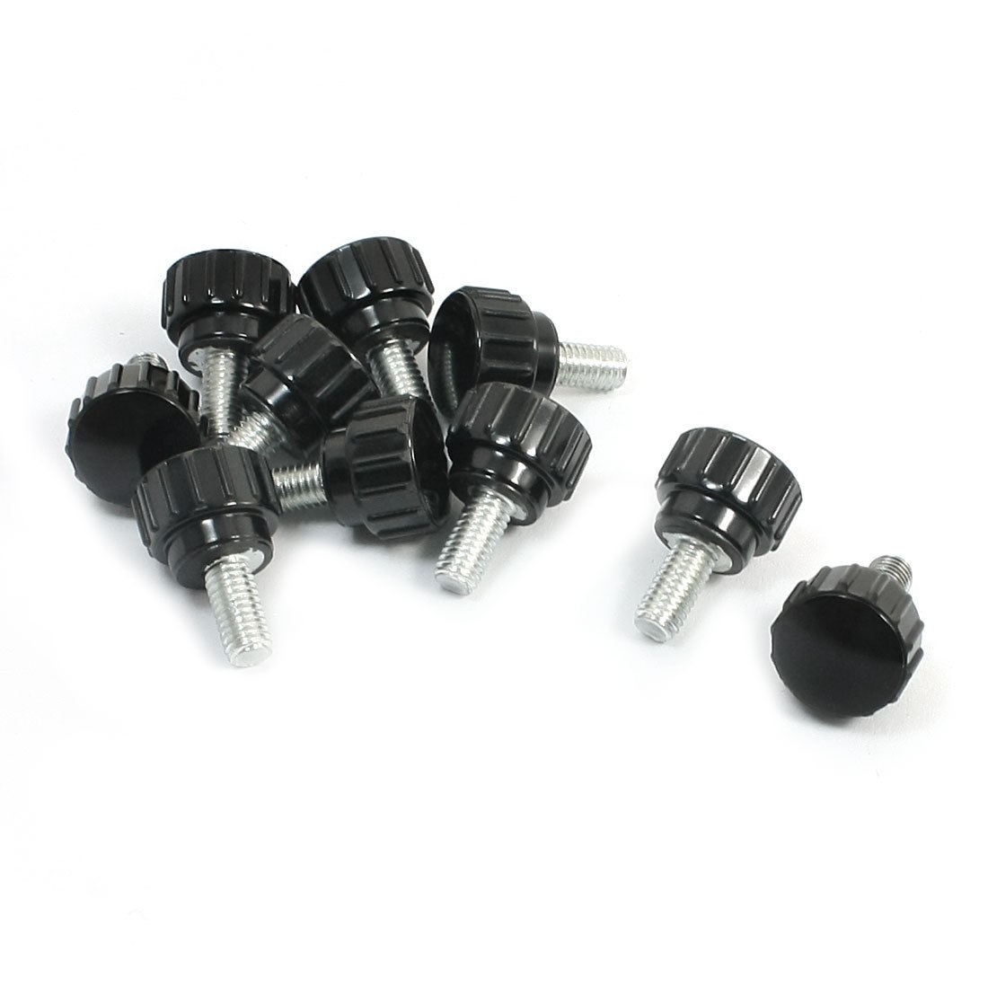 5mm x 15mm x 10mm Male Thread Knurled Grip Knob Black 10Pcs