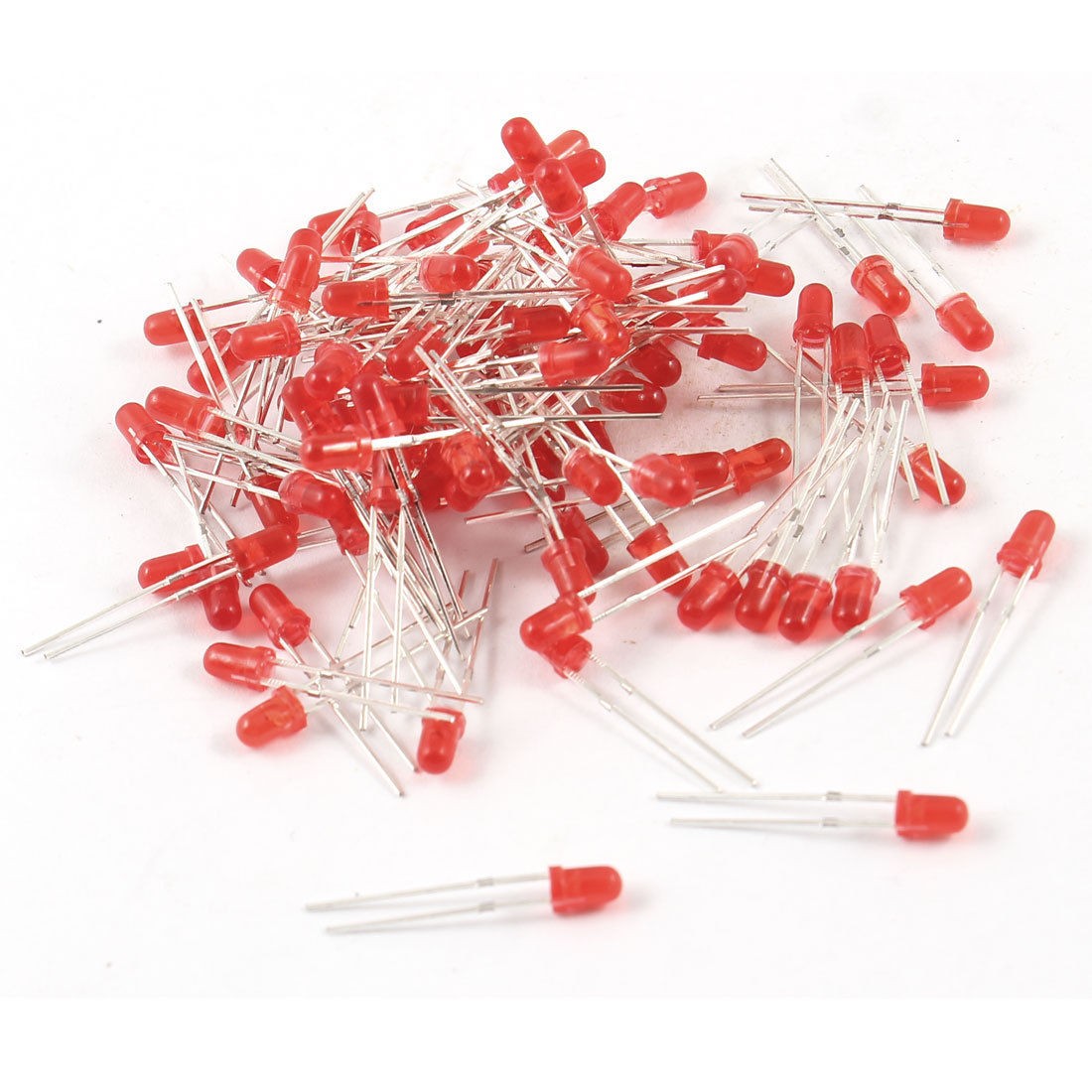 100 Pcs 3mm Diameter Head Red LED Light Emitting Diodes