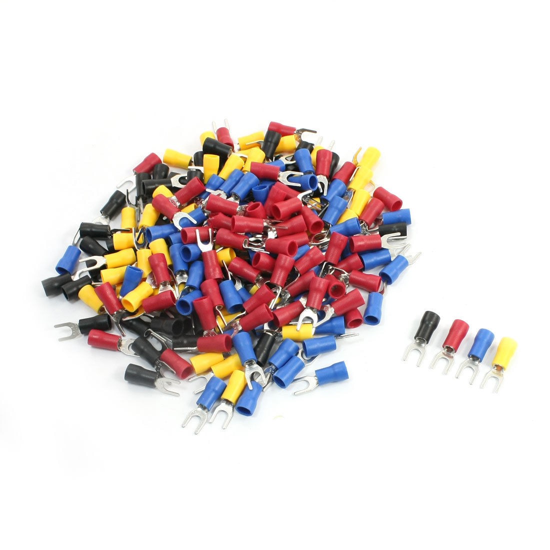 200 Pcs 4-6mm2 AWG12-10 Cable Lug Connect Pre Insulated Fork Terminal 48A