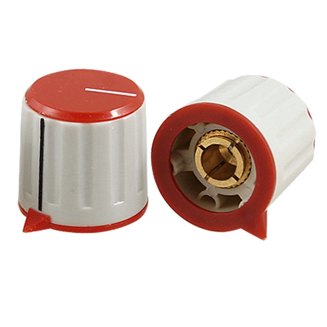 4 Pcs Red Gray Plastic Split Shaft Potentiometer Control Knobs