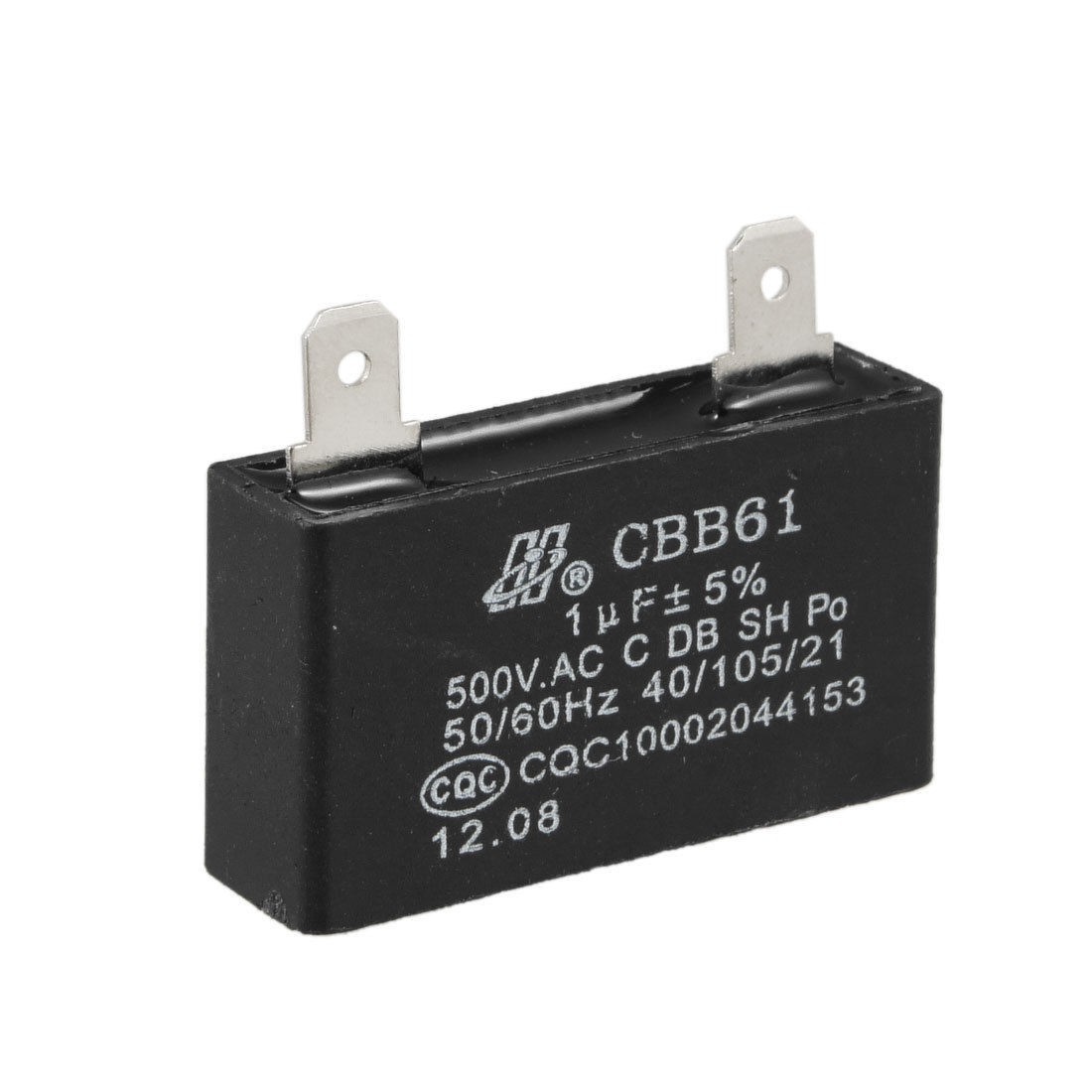 Black Metallized Polypropylene 2 Pins Motor Fan Capacitor 500VAC 1uF CBB61
