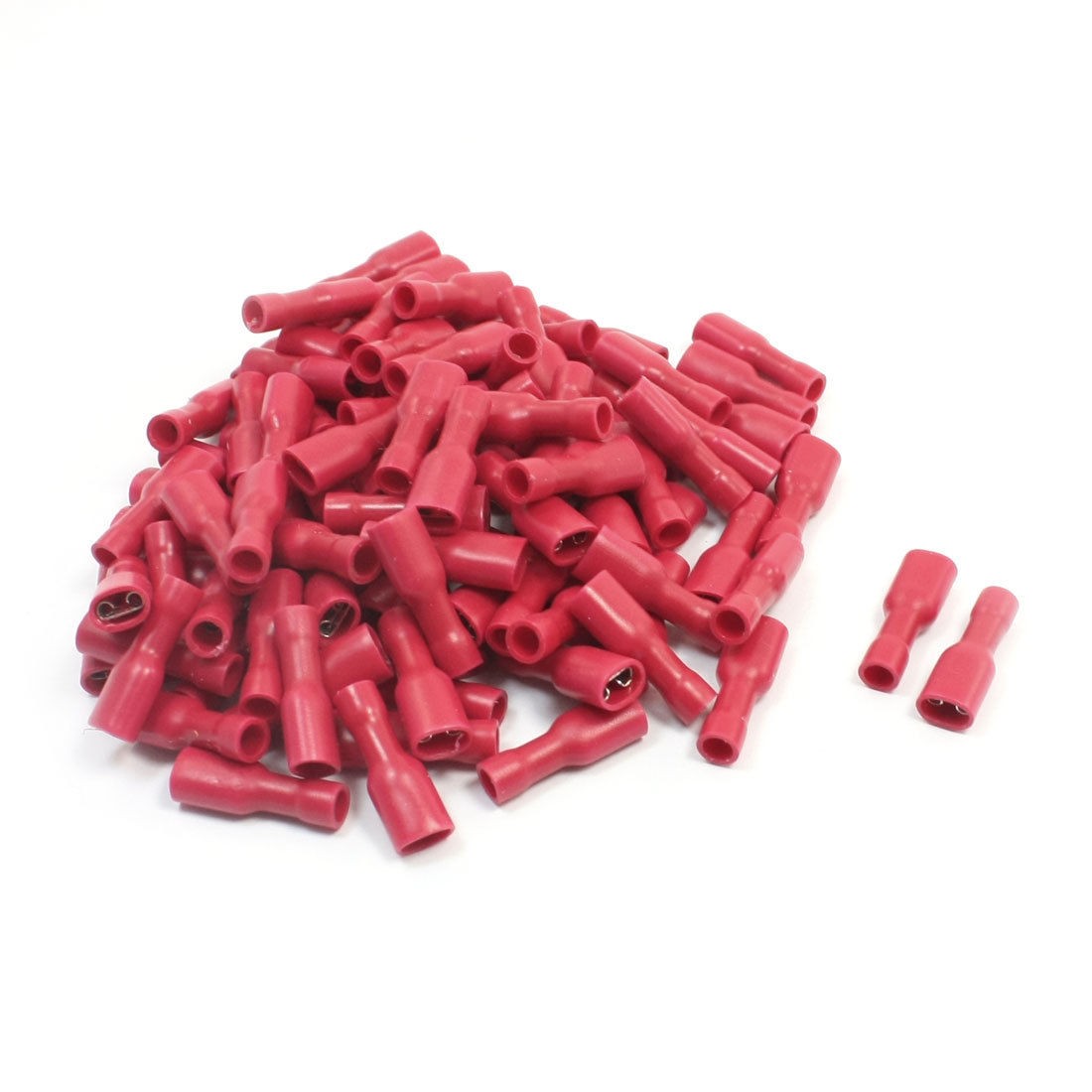 FDFD1-187 Red Female Spade Crimp Fully Insulated Terminals 22-16AWG 100 Pcs