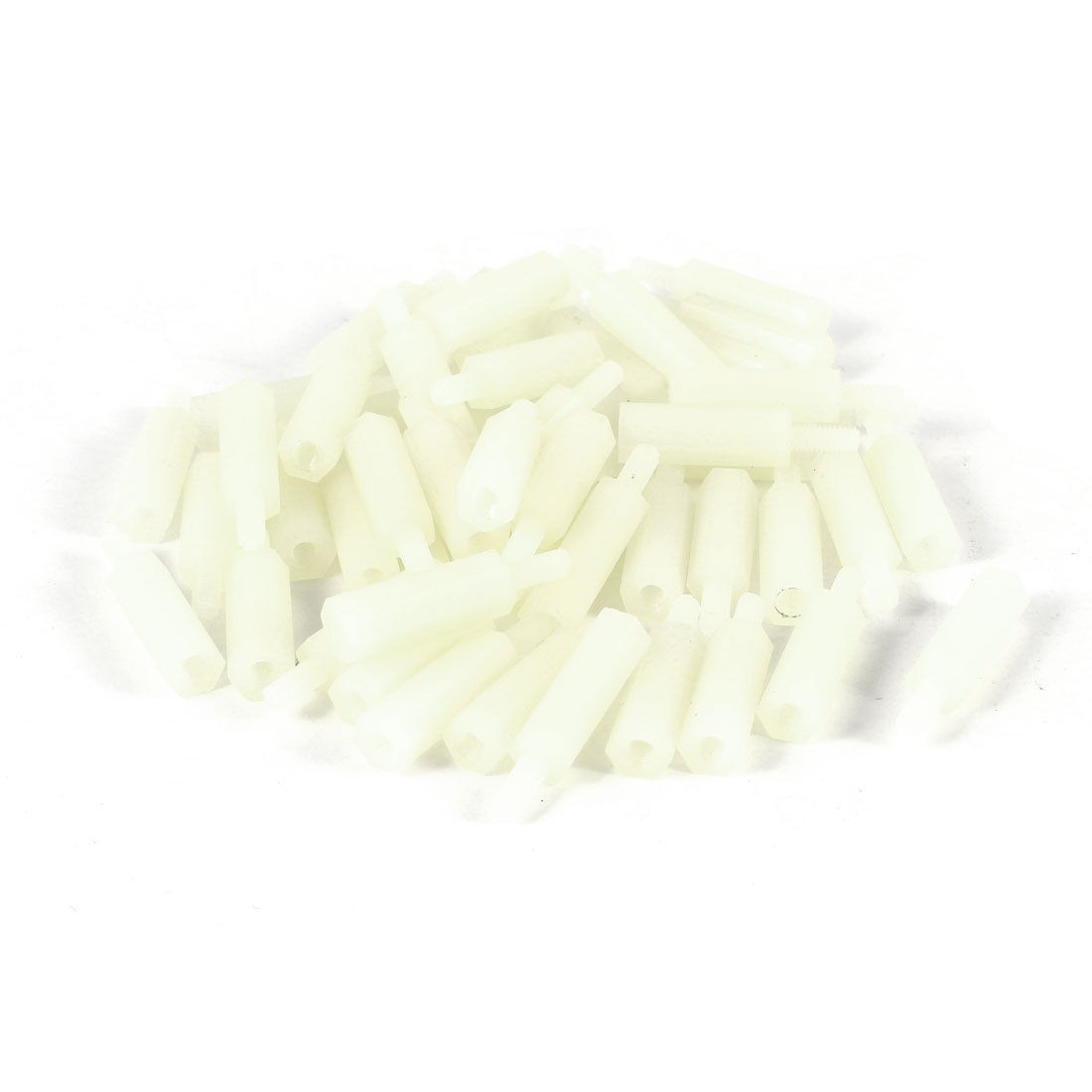 50 Pcs Nylon Hex Standoff Spacer Female to Male M2 5x15 6mm Off White