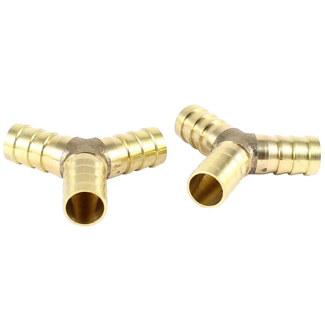 2 Pcs Y Shape 3 Ways 12mm Hose Barb Fitting Adapter Coupler Connector Gold Tone