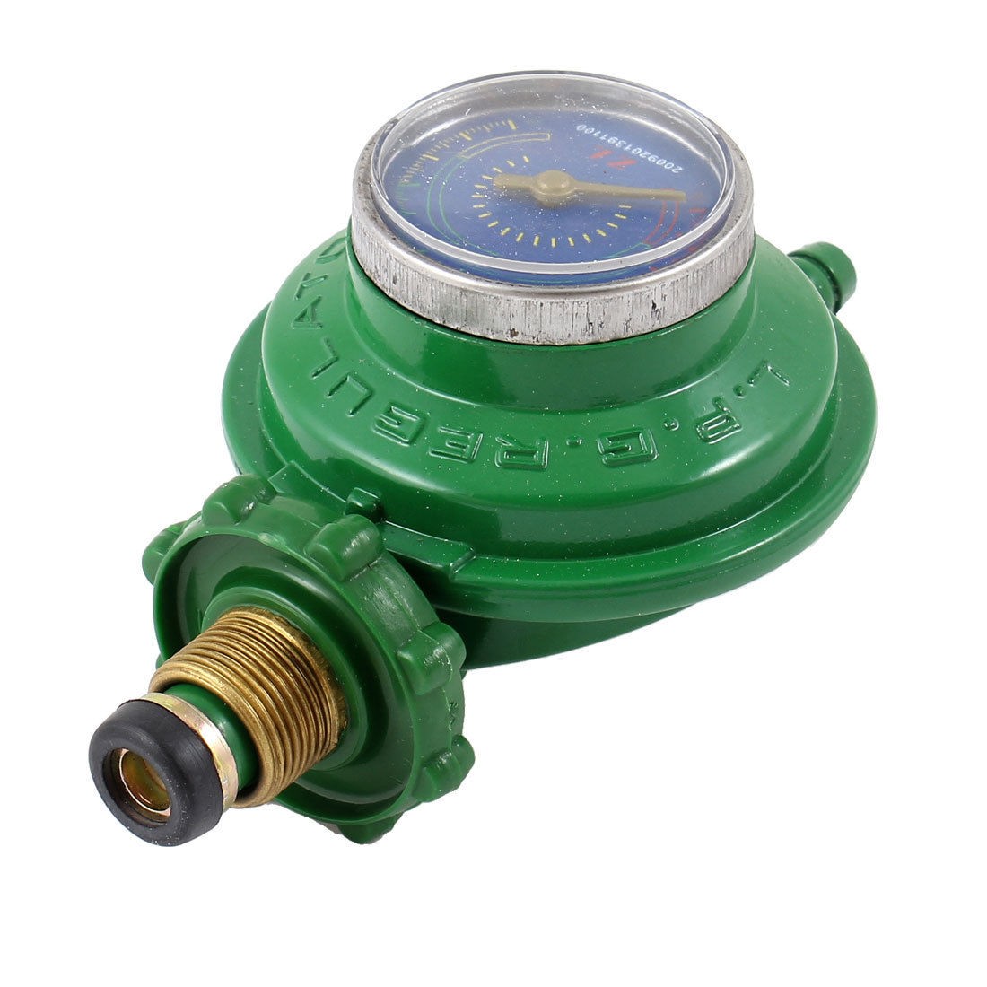 1 Inlet 1 Outlet Liquefied LGP Gas Gauge Pressure Regulator Green