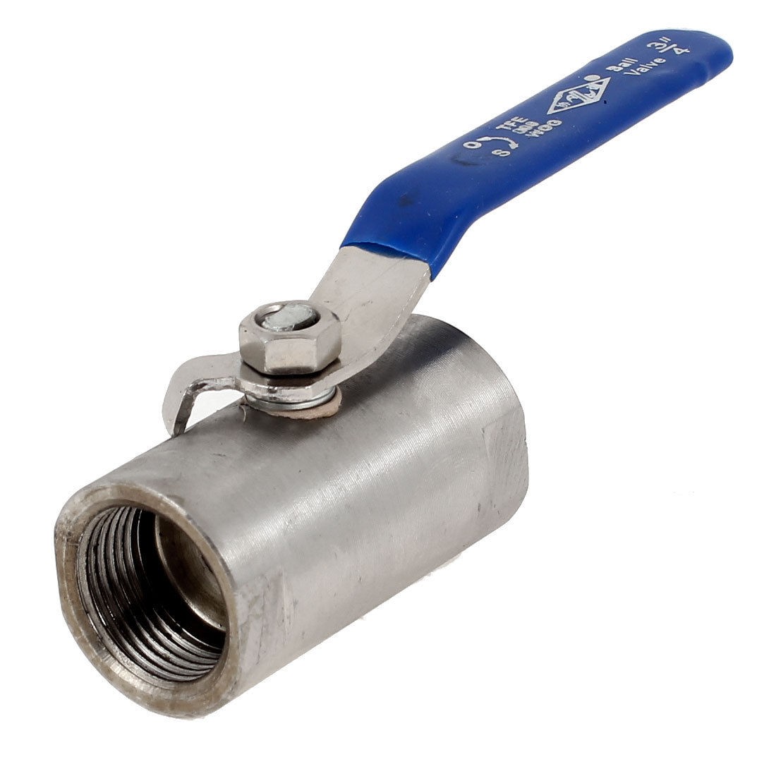 3/4 PT Female Thread Plastic Coated Handle Full Port Ball Valve Silver Tone