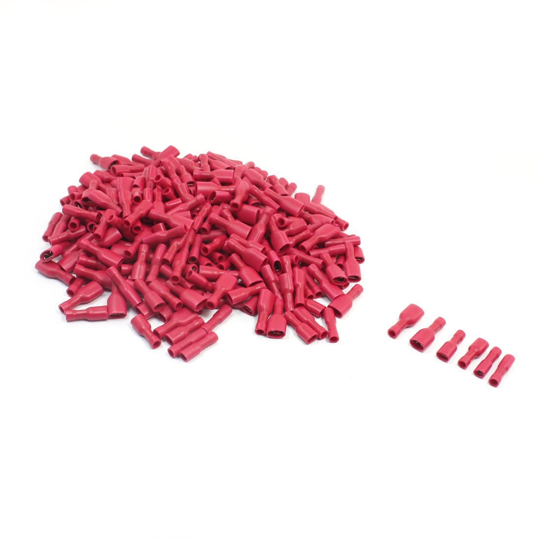 Red Female Spade Crimp Connecting Plastic Insulated Terminals 22-16AWG 300Pcs