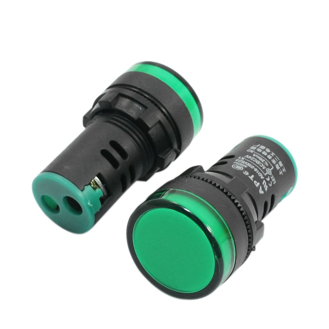 2Pcs AC DC 24V Green LED Cylindrical Buzzer Alarm Signal Pilot Lamp Light