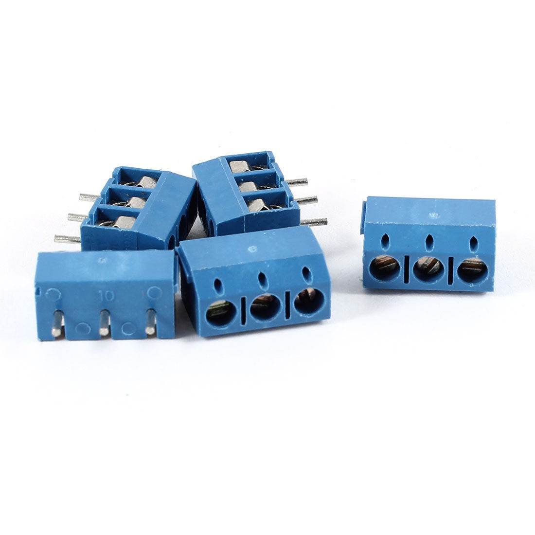 5 Pcs 3 Pin 5mm Pitch PCB Mount Screw Terminal Block Blue AC 300V 16A