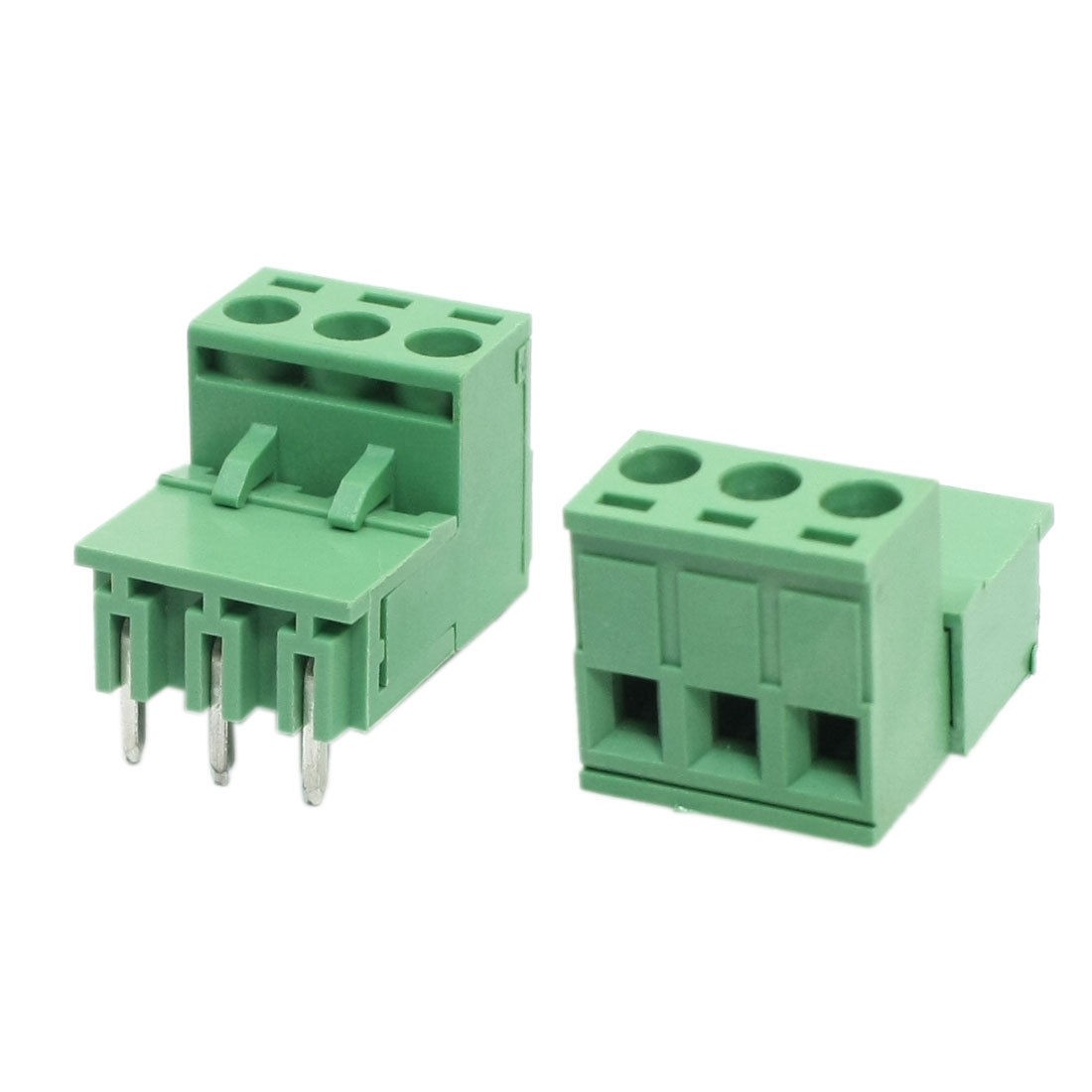 5 08mm 3 Position Right Angle Pluggable Type PCB Screw Terminal Block 2pcs