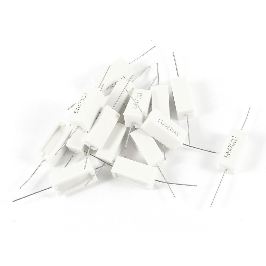 15 Pcs 5W Watt 470 Ohm 5% Ceramic Cement Power Resistor White