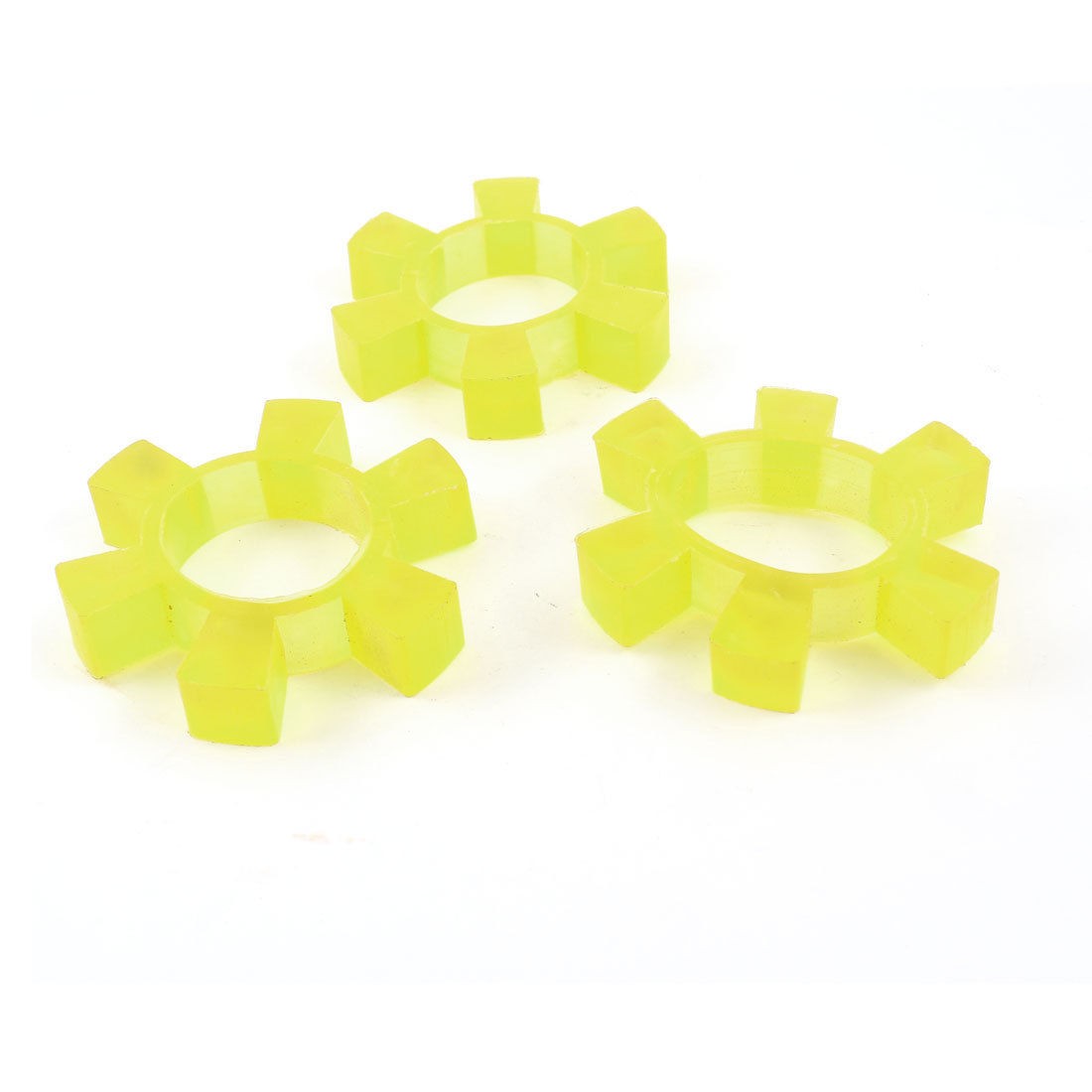 3 Pcs Mechanical Equipment 37mm Bore Diameter 6 Petals PU Coupler Damper Yellow