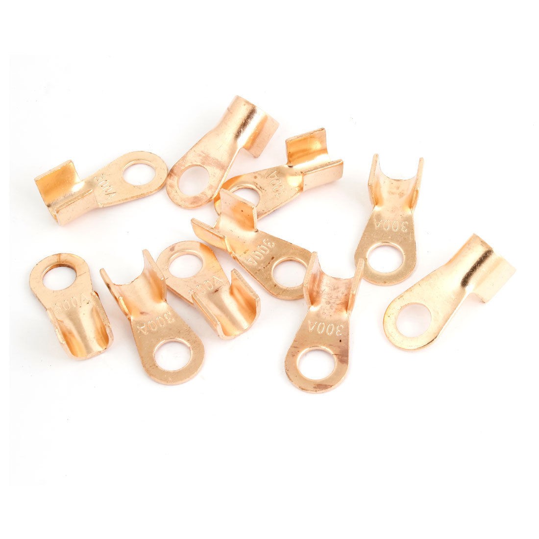 10 Pcs Ring Copper Plated Tongue Cable Connecting Non Insulated Terminals 300A