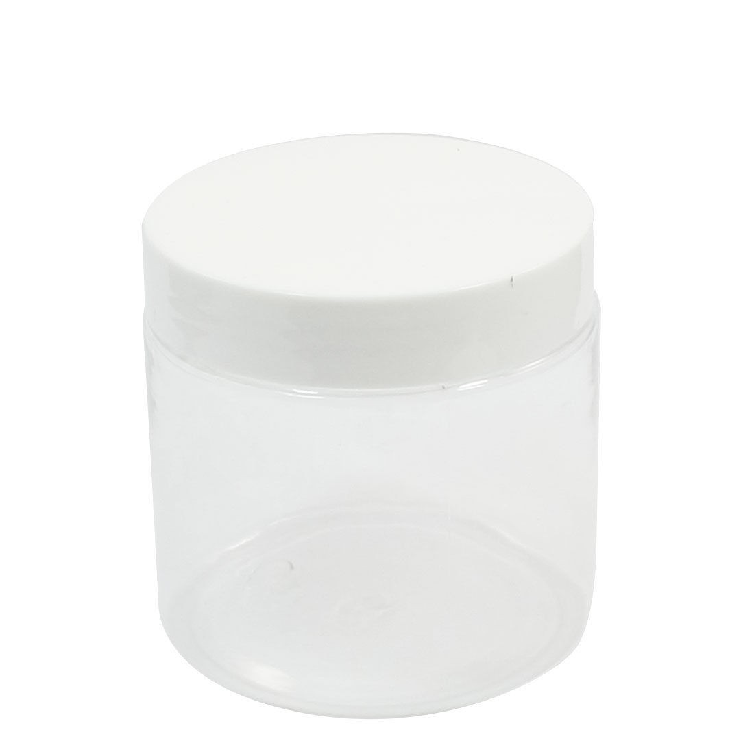 200mL 60mm Dia Wide Mouth Clear Cylinder Body White Cap Plastic Widemouth Jar