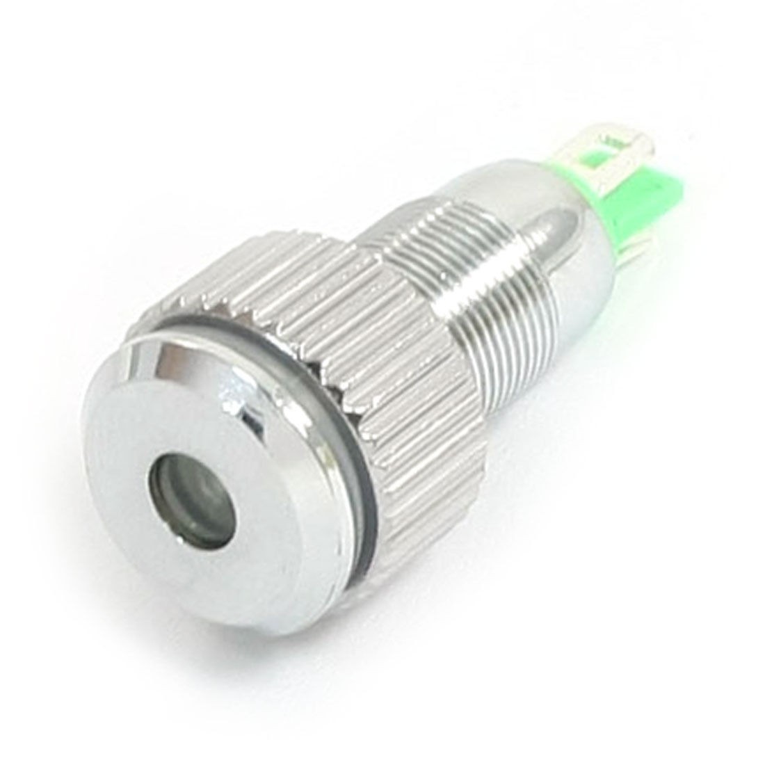 8mm Thread 2 Pin Metal Green LED Indicator Light Signal Lamp DC 24V 3A